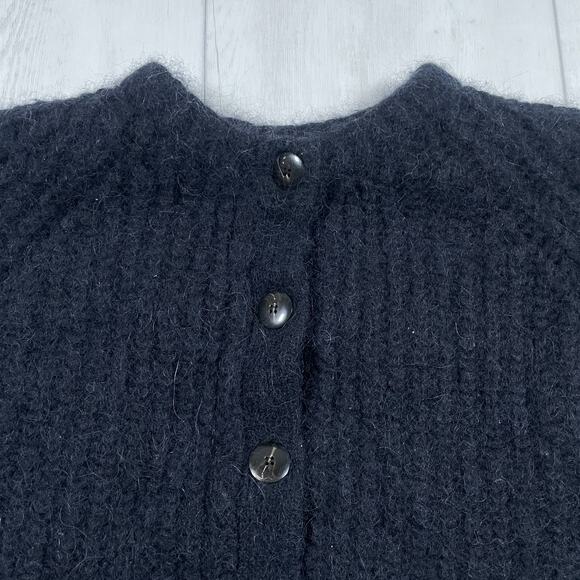 Sezane Women’s Small Cardigan Wool Alpaca Sweater Knit Chic Minimalist Black - Picture 2 of 12